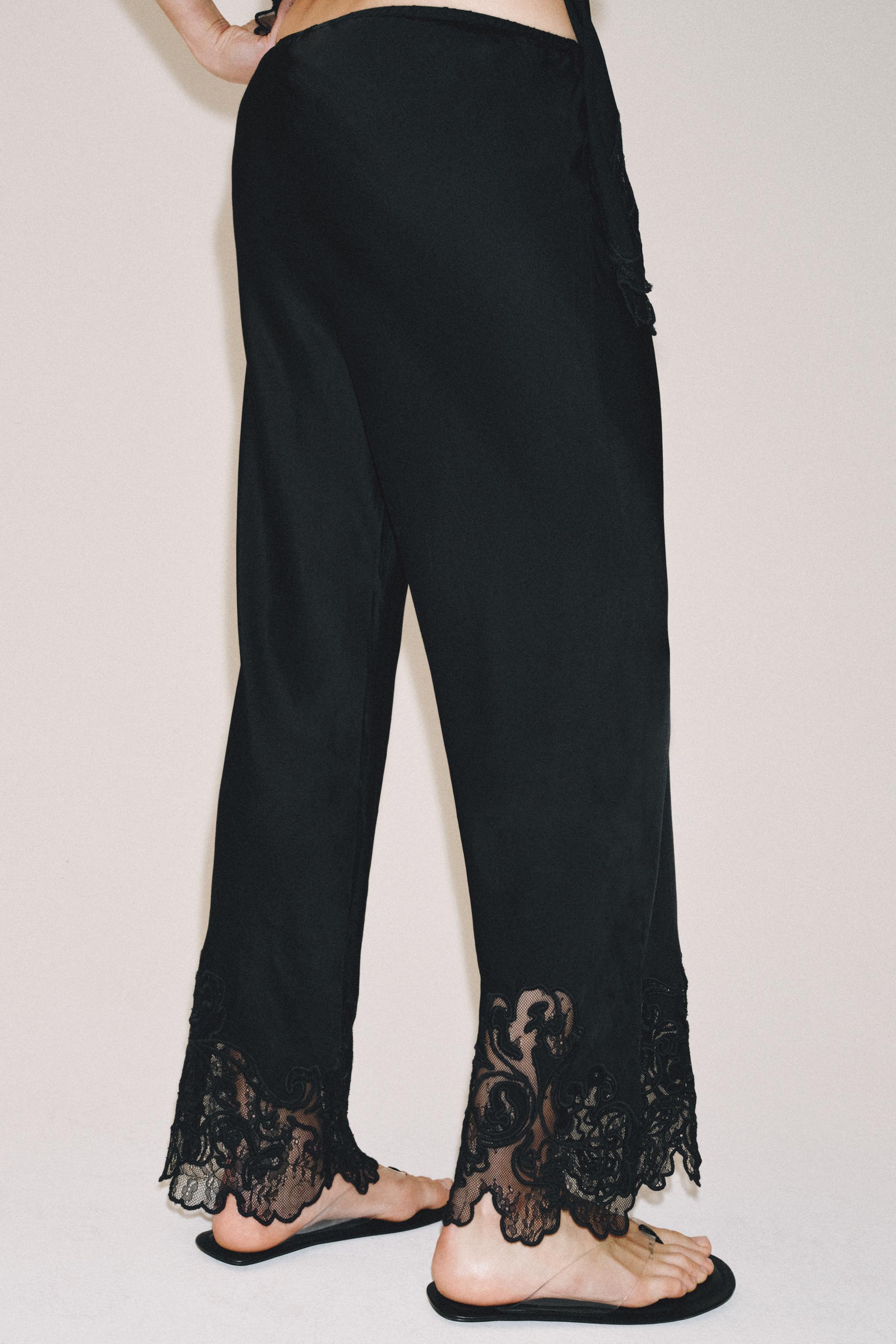 ZW COLLECTION EMBROIDERED SATIN EFFECT PANTS